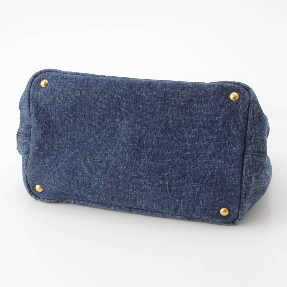 Prada Canapa Denim Tote Bag Handbag Indigo Blue - Picture 5 of 10